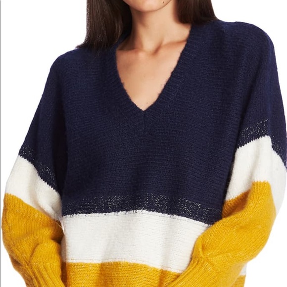 1 State Oversized Stripe V Neck Tunic SZ XS - Picture 6 of 8